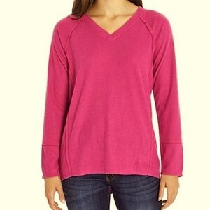 WILD FOX Slouchy Women's Haley Waffle Top In Elderberry long sleeves size S
